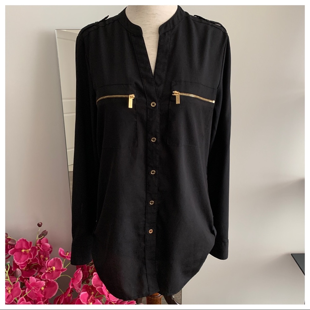 Calvin Klein Exposed Zip-Pocket Utility Top